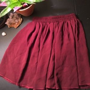 Maroon American Apparel Chiffon Skater Skirt